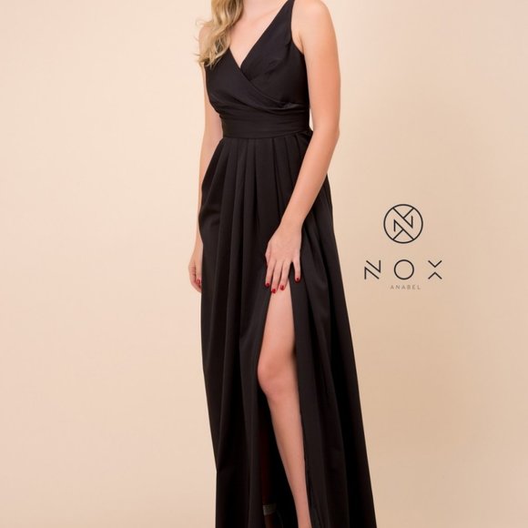 new black A-Line Shape V-Neck Long Dress NX8347 - Picture 8 of 8
